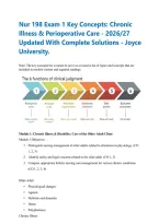 Nur 198 Exam 1 Key Concepts&colon; Chronic Illness & Perioperative Care - 2026&sol;27 Updated With Complete Solutions - Joyce University&period;