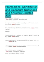 Professional Certification and Licensure Questions and Answers Updated 2026&period;