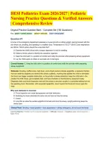 HESI Pediatrics Exam 2026&sol;2027 &vert; Pediatric Nursing Practice Questions & Verified Answers &vert; Comprehensive Review