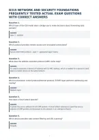 D315 Network And Security Foundations&NewLine;Frequently Tested Actual Exam Questions&NewLine;With Correct Answers