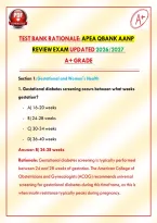 Test Bank Rationale&colon; APEA QBank AANP Review Exam Updated 2026&sol;2027 A&plus; Grade&NewLine;