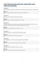 Data Protection Expected Questions With&NewLine;Verified Answers