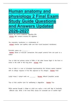 Human anatomy and physiology 2 Final Exam Study Guide Questions and Answers Updated 2026