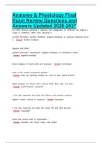 Anatomy & Physiology Final Exam Review Questions and Answers Updated 2026-2027&period;