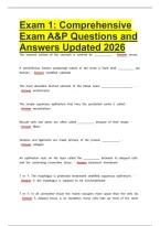 Exam 1 Comprehensive Exam A&P Questions and Answers Updated 2026