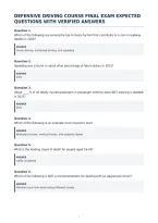 Defensive Driving Course Final Exam Expected&NewLine;Questions With Verified Answers