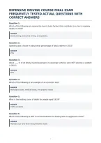 Defensive Driving Course Final Exam&NewLine;Frequently Tested Actual Questions With&NewLine;Correct Answers