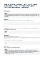 Dental Hygiene Law And Ethics Study Guide&NewLine;&lpar;California&rpar; Part 1 Updated Actual Exam&NewLine;Questions And Correct Answers&NewLine;