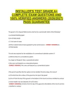 Installer's Test Grade A&plus; &NewLine;Complete Exam Questions And &NewLine;100&percnt; Verified Answers &lpar;2026&sol;2027&rpar; &NewLine;Pass Guarantee 