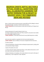 Georgia Onsite Septic Section A &NewLine;Actual Exam All Questions And &NewLine;Well Elaborated Answers Top &NewLine;Rated Version For Already A&plus; &NewLine;Graded Highly Recommended &NewLine;&vert;New And Revised 