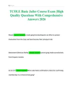 TCOLE Basic Jailer Course Exam &vert;High&NewLine;Quality Questions With Comprehensive&NewLine;Answers 2026