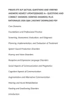 Praxis Ets Slp &vert;Actual Questions And Verified&NewLine;Answers Newest Update&vert;Graded A&plus; Questions And&NewLine;Correct Answers &lpar;Verified Answers&rpar; Plus&NewLine;Rationales 2026 Q&A &vert; Instant Download Pdf