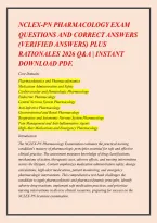 Nclex-Pn Pharmacology Exam &NewLine;Questions And Correct Answers &NewLine;&lpar;Verified Answers&rpar; Plus &NewLine;Rationales 2026 Q&A &vert; Instant &NewLine;Download Pdf&period; 