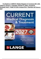 CURRENT Medical Diagnosis & Treatment 65th Edition By Maxine A&period; Papadakis&comma; Michael W&period; Rabow&comma; Kenneth R&period; McQuaid&comma; Paul L&period; Nadler and Erika Leemann Price &vert; ISBN 9781266135545 &vert; Complete - Test Bank