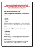 MARYLAND ASSISTED LIVING MANAGER ALL-IN-ONE PACKAGE DEAL &vert; 400&plus; COMPREHENSIVE PRACTICE QUESTIONS & VERIFIED SOLUTIONS&comma; MEDICATION ADMINISTRATION &lpar;MAR&rpar; CHEAT SHEETS & RESIDENT ASSESSMENT TIMELINE GUIDES &mdash; 100&percnt; VERIFIED