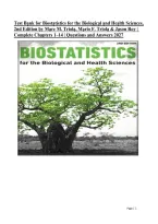 Test Bank for Biostatistics for the Biological and Health Sciences&comma; 2nd Edition by Marc M&period; Triola&comma; Mario F&period; Triola & Jason Roy &vert; Complete Chapters 1&ndash;14 &vert; Questions & Answers 2027