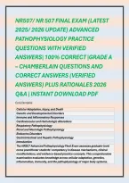 Nr507&sol; Nr 507 Final Exam &lpar;Latest &NewLine;2025&sol; 2026 Update&rpar; Advanced &NewLine;Pathophysiology Practice &NewLine;Questions With Verified &NewLine;Answers&vert; 100&percnt; Correct &vert;Grade A &ndash; Chamberlain Questions And &NewLine;Correct Answers &lpar;Verified &NewLine;Answers&rpar; Plus Rationales 2026 &NewLine;Q&A &vert; Instant Do