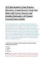ACS Biochemistry Exam Practice &NewLine;Questions&colon; Comprehensive Exam Test &NewLine;Bank with Correct Answers and &NewLine;Detailed Rationales&vert; All Chapter &NewLine;Covered&vert; Latest Update