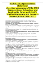 WGU C715 Organizational  Behaviour&NewLine;objeċtive assessment&comma; WGU C484 Organizational Behaviour and  Leadership Guide with 100&percnt;  Verified Questions and Answers  Latest Updated 2026&sol;2027&period;&NewLine;