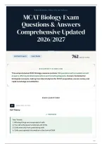 MCAT Biology Exam Questions & Answers Comprehensive Updated 2026&sol;2027