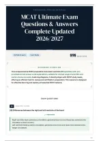MCAT Ultimate Exam Questions & Answers Complete Updated 2026&sol;2027