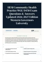 HESI Community Health Practice WGU D450 Exam Questions & Answers Updated 2026&sol;2027 Edition Western Governors University