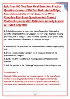Epic Amb 400 Test Bank Final Exam And Practice &NewLine;Questions Newest 2026 Test Bank&vert; Amb400 Epic &NewLine;Care Administration Final Exam Prep With &NewLine;Complete Real Exam Questions And Correct &NewLine;Verified Answers&sol; With Rationales Already Graded &NewLine;A&plus; &lpar;Most Recent&excl;&excl;&rpar;