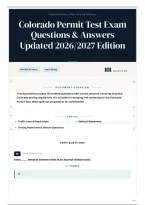 Colorado Permit Test Exam Questions & Answers Updated 2026&sol;2027 Edition