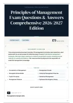 Principles of Management Exam Questions & Answers Comprehensive 2026&sol;2027 Edition