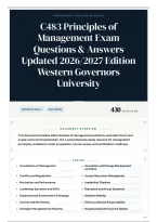 C483 Principles of Management Exam Questions & Answers Updated 2026&sol;2027 Edition Western Governors University
