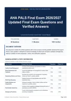 AHA PALS Final Exam 2026&sol;2027 Updated Final Exam Questions and Verified Answers