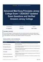Advanced Med Surg Principles Jersey College Exam 1 2026&sol;2027 Updated Exam Questions and Verified Answers Jersey College