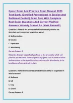 Cpesc Exam And Practice Exam Newest 2026 &NewLine;Test Bank&vert; &lpar;Certified Professional In Erosion And &NewLine;Sediment Control&rpar; Exam Prep With Complete &NewLine;Real Exam Questions And Correct Verified &NewLine;Answers&sol; Already Graded A&plus; &lpar;Most Recent&excl;&excl;&rpar;