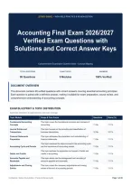 Accounting Final Exam 2026&sol;2027 Verified Exam Questions with Solutions and Correct Answer Keys