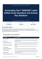 Accounting Test 1 2026&sol;2027 Latest Edition Exam Questions and Answer Key Solutions