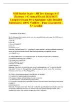 NIH Stroke Scale &ndash; All Test Groups A&ndash;F &lpar;Patients 1&ndash;6&rpar; Actual Exam 2026&sol;2027 &vert; Complete Exam-Style Questions with Detailed Rationales &vert; 100&percnt; Verified &ndash; Pass Guaranteed &ndash; A&plus; Graded