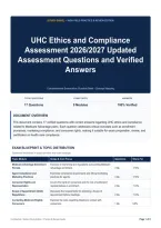 UHC Ethics and Compliance Assessment 2026&sol;2027 Updated Assessment Questions and Verified Answers