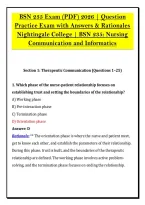 BSN 235 Exam &lpar;PDF&rpar; 2026 &vert; Question &NewLine;Practice Exam with Answers & Rationales &NewLine;Nightingale College &vert; BSN 235&colon; Nursing &NewLine;Communication and Informatics