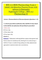 BSN 315 HESI Pharmacology Exam 2 &NewLine;&lpar;2026&rpar; 100-Question Practice Exam with &NewLine;Answers & Rationales &NewLine;Nightingale College &vert; BSN 315 &NewLine;Pharmacology II 