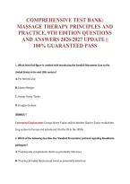 Comprehensive Test Bank&colon;&NewLine;Massage Therapy Principles And&NewLine;Practice&comma; 9Th Edition Questions&NewLine;And Answers 2026&sol;2027 Update &vert;&vert;&NewLine;100&percnt; Guaranteed Pass