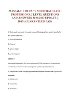 Massage Therapy Midterm Exam -&NewLine;Professional Level Questions&NewLine;And Answers 2026&sol;2027 Update &vert;&vert;&NewLine;100&percnt; Guaranteed Pass
