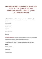 Comprehensive Massage Therapy&NewLine;Final Exam Questions And&NewLine;Answers 2026&sol;2027 Update &vert;&vert; 100&percnt;&NewLine;Guaranteed Pass