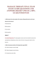 Massage Therapy Final Exam&NewLine;Study Guide Questions And&NewLine;Answers 2026&sol;2027 Update &vert;&vert; 100&percnt;&NewLine;Guaranteed Pass