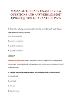 Massage Therapy EXAM Bundle &vert; Update Questions with complete and Verified solutions&period;