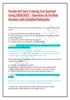 Florida ALF Core Training Test Assisted Living 2026&sol;2027 &ndash; Questions & Verified Answers with Detailed Rationales