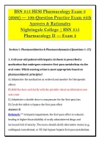 BSN 315 HESI Pharmacology Exam 3 &NewLine;&lpar;2026&rpar; &mdash; 100-Question Practice Exam with &NewLine;Answers & Rationales &NewLine;Nightingale College &vert; BSN 315 &NewLine;Pharmacology II &mdash; Exam 3 