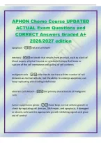 APHON Chemo Course UPDATED&NewLine;ACTUAL Exam Questions and&NewLine;CORRECT Answers Graded A&plus;&NewLine;2026&sol;2027 edition&NewLine;apoptosis -natural cell death&NewLine;necrosis -cell death that results from an insult&comma; such as a lack of&NewLine;blood supply&comma; physical trauma&comma; or cytotoxic therapy th