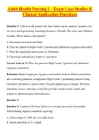 Adult Health Nursing I &ndash; Exam Case Studies & Clinical Application Questions