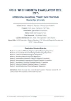 NR 511 Midterm Exam 2026&sol;2027 &vert; Chamberlain Differential Diagnosis & Primary Care &vert; Grade A&NewLine;&NewLine;