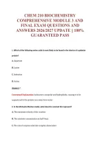 Chem 210 Biochemistry&NewLine;Comprehensive Module 3 And&NewLine;Final Exam Questions And&NewLine;Answers 2026&sol;2027 Update &vert;&vert; 100&percnt;&NewLine;Guaranteed Pass